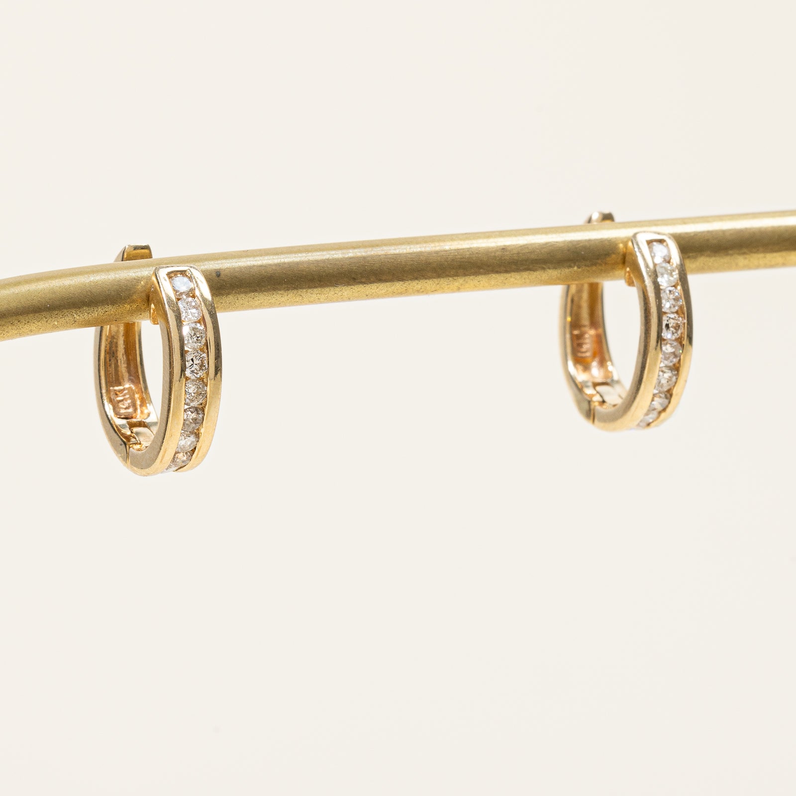 Diamond Channel Set Huggie Hoop Earrings | 0.48 Carat Total Weight (CTW) | 14K Gold Huggie Earrings for Women | Perfect for Everyday Wear, Date Night & Special Occasions