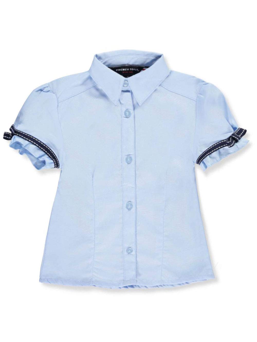 French Toast Big Girls' Bow Stitch Trim Short Sleeve Button-Down Shirt - Cute & Stylish Top for School, Parties & Everyday Wear