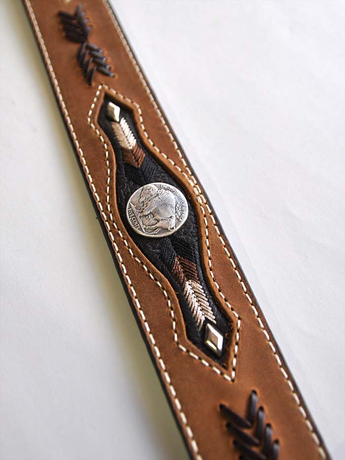 Nocona Men's Genuine Buffalo Leather Western Belt with Conchos - Brown for Cowboy Boots & Western Outfits | Durable & Stylish for Rodeo, Ranch & Casual Wear