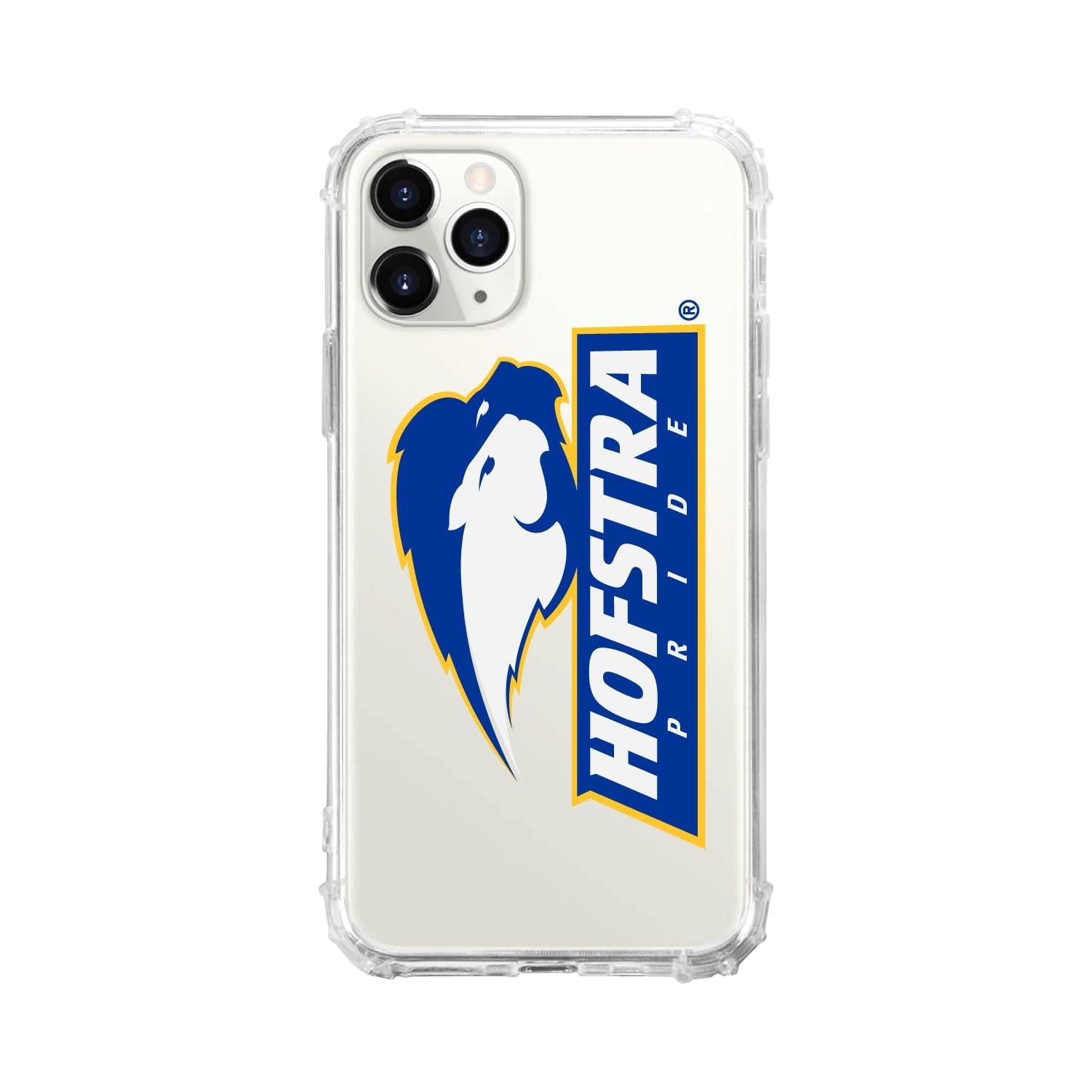OTM Essentials Durable Phone Case for iPhone 13 Pro Max - Shockproof Protective Cover with Tough Edge, Hofstra University Classic White Design - Perfect for School, Work & Everyday Use