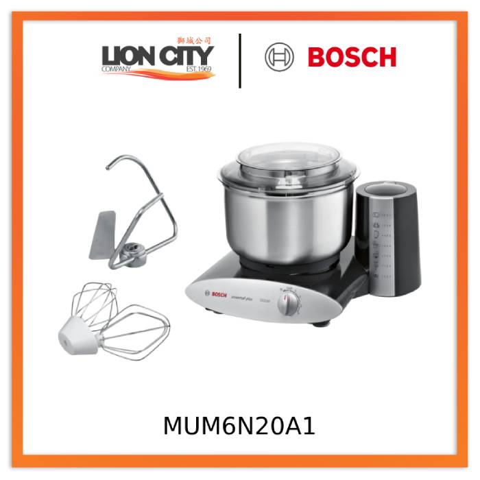 Bosch MUM6N20A1 1000W Stand Mixer - Powerful Kitchen Machine in Black & Silver | Perfect for Baking, Mixing Dough & Whipping Cream