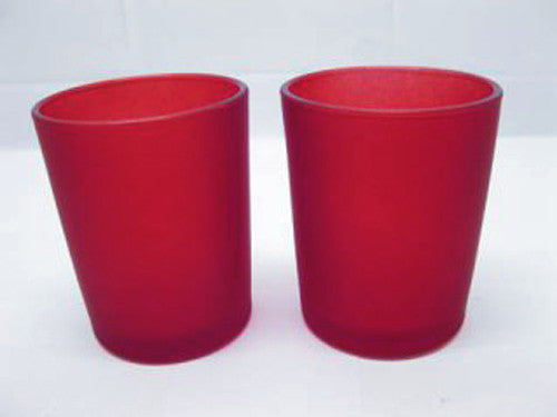 10 Pack Red Frosted Glass Votive Tealight Candle Holders - Valentine's Day, Christmas, Wedding, Party Decor - Elegant Glass Candlesticks for Bridal Showers, Baby Showers & Romantic Home Decor