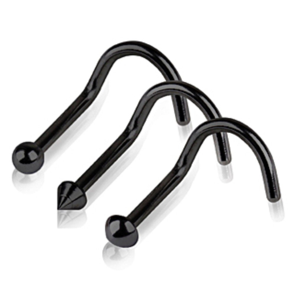 Black PVD Nose Screw with Ball - WildKlass Jewelry for Piercing Lovers