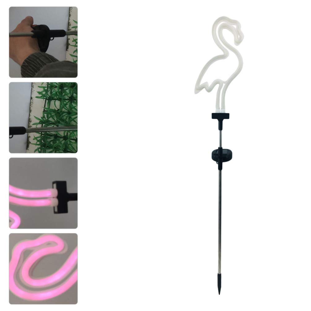 Uonlytech Flamingo Neon Sign Solar Garden Light - Waterproof Outdoor Lawn Decor with Flamingo Pattern, Perfect for Yard, Patio, and Garden Lighting at Night