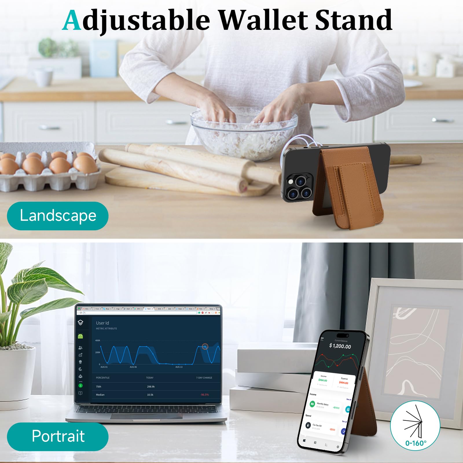 Magnetic Phone Wallet for iPhone 16/15/14/13/12 Pro Max Plus - Detachable MagSafe Wallet with Adjustable Stand, Money Clip & 10+ Card Holder - Perfect for Travel, Shopping & Everyday Use