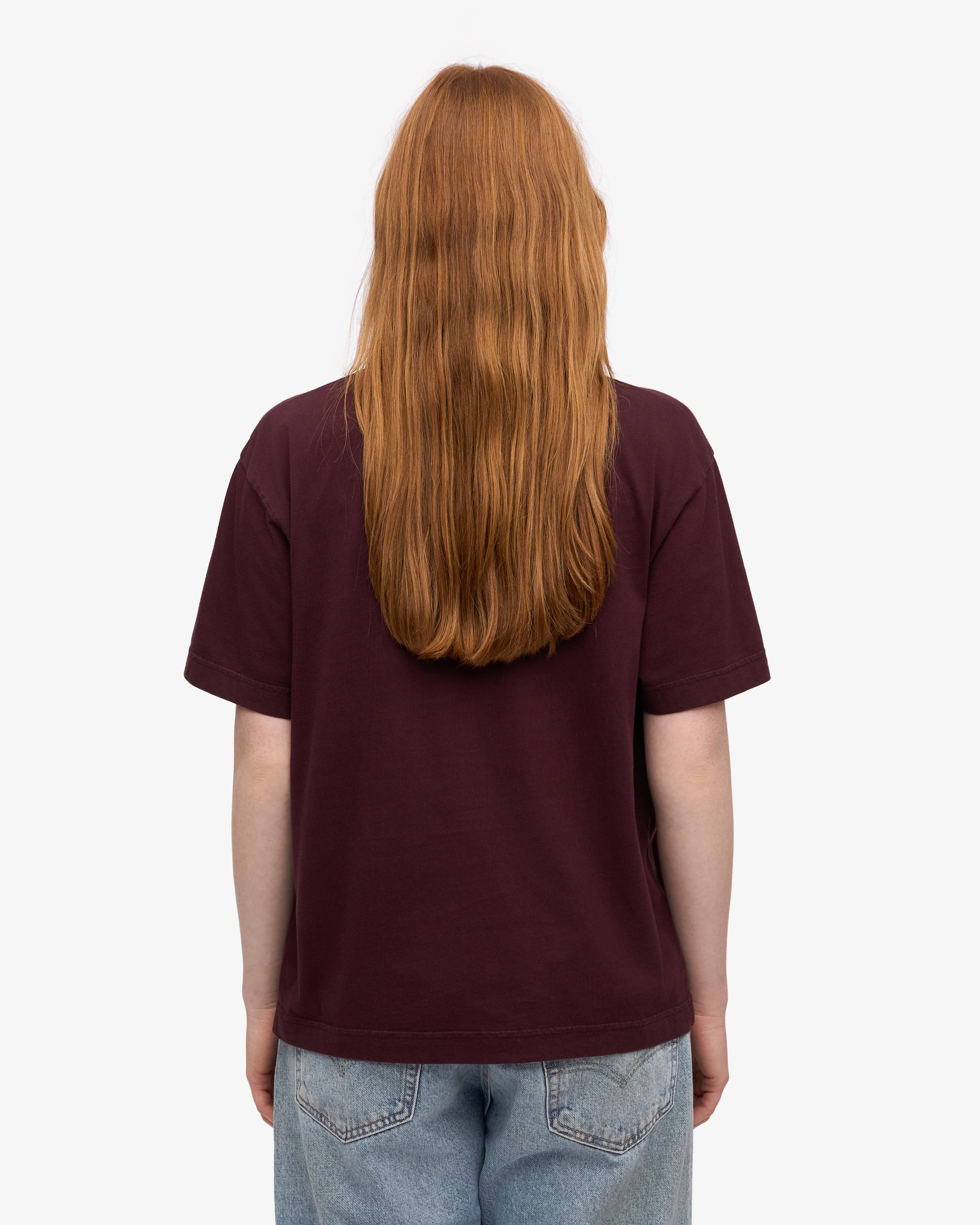 Oversized Organic Cotton T-Shirt for Women - Soft & Comfortable Oxblood Red Tee - Perfect for Casual Wear, Loungewear & Street Style