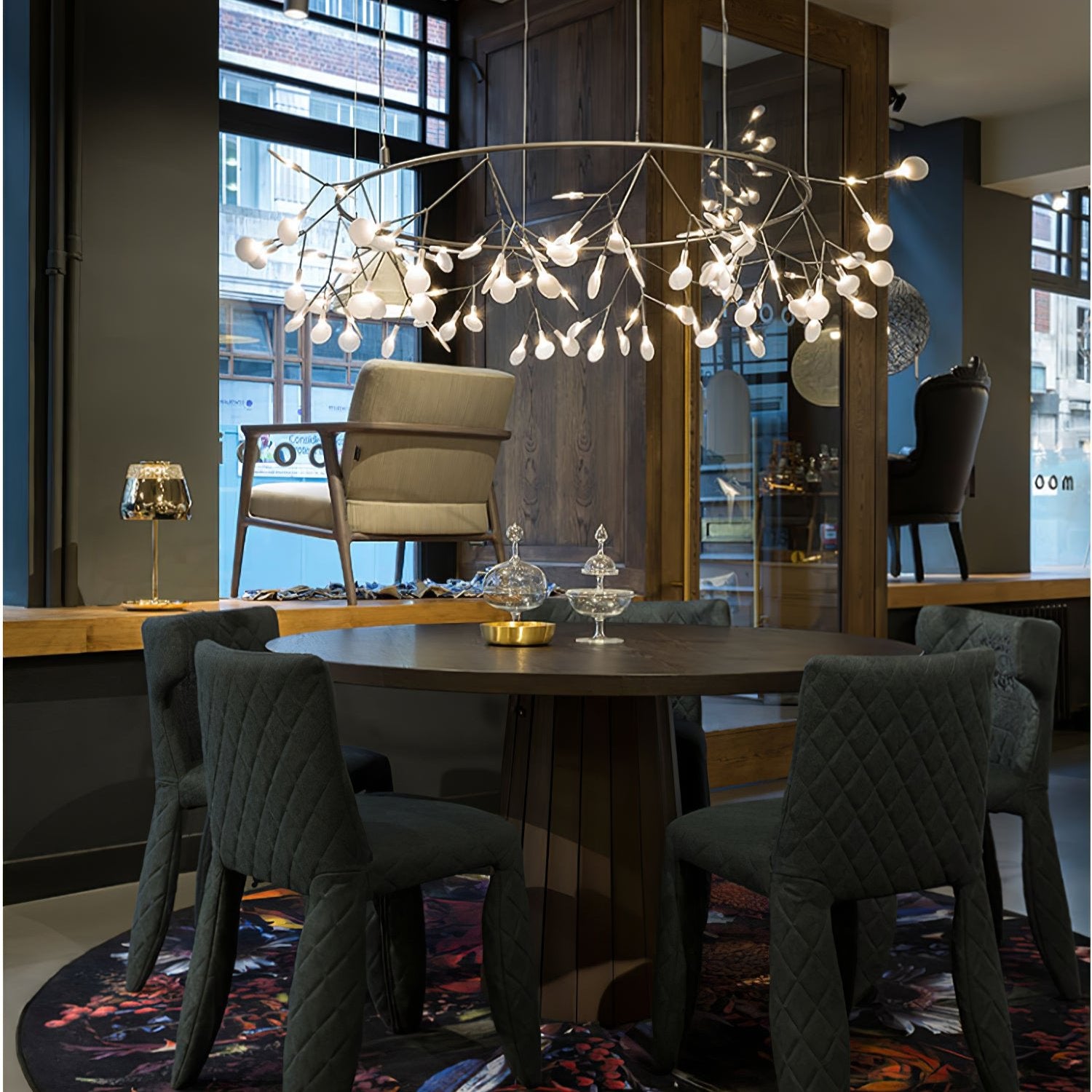 Black Firefly LED Chandelier - Modern Crystal Ceiling Light Fixture for Dining Room, Bedroom & Living Room Decor | Energy-Efficient LED Lighting for Home & Office