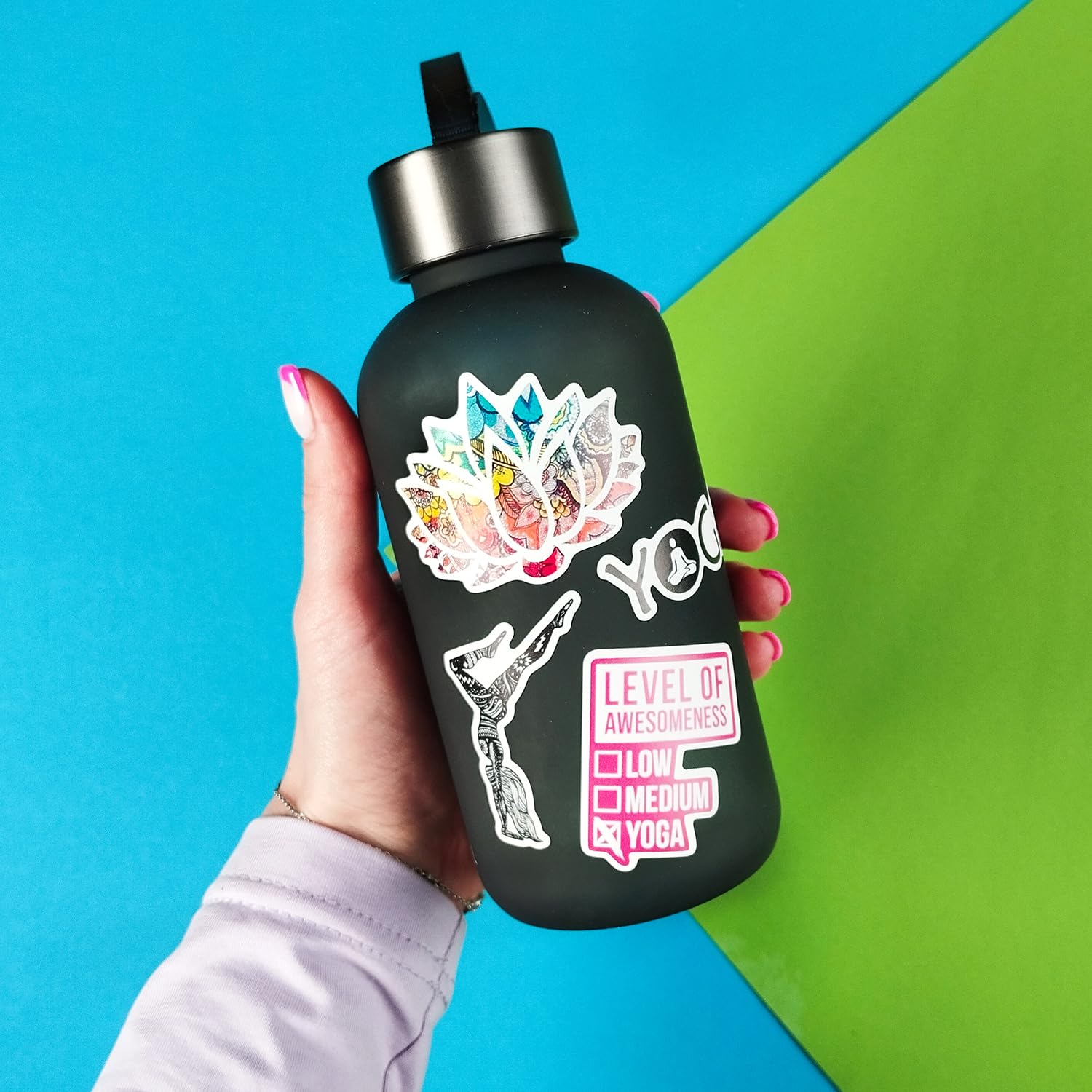 100Pcs Yoga Stickers & Decals - Motivational Yoga Gifts for Women, Instructors, Moms & Yoga Lovers - Waterproof Vinyl Stickers for Laptops, Water Bottles, Yoga Mats & More - Perfect for Yoga Studios, Home Decor & Personalization