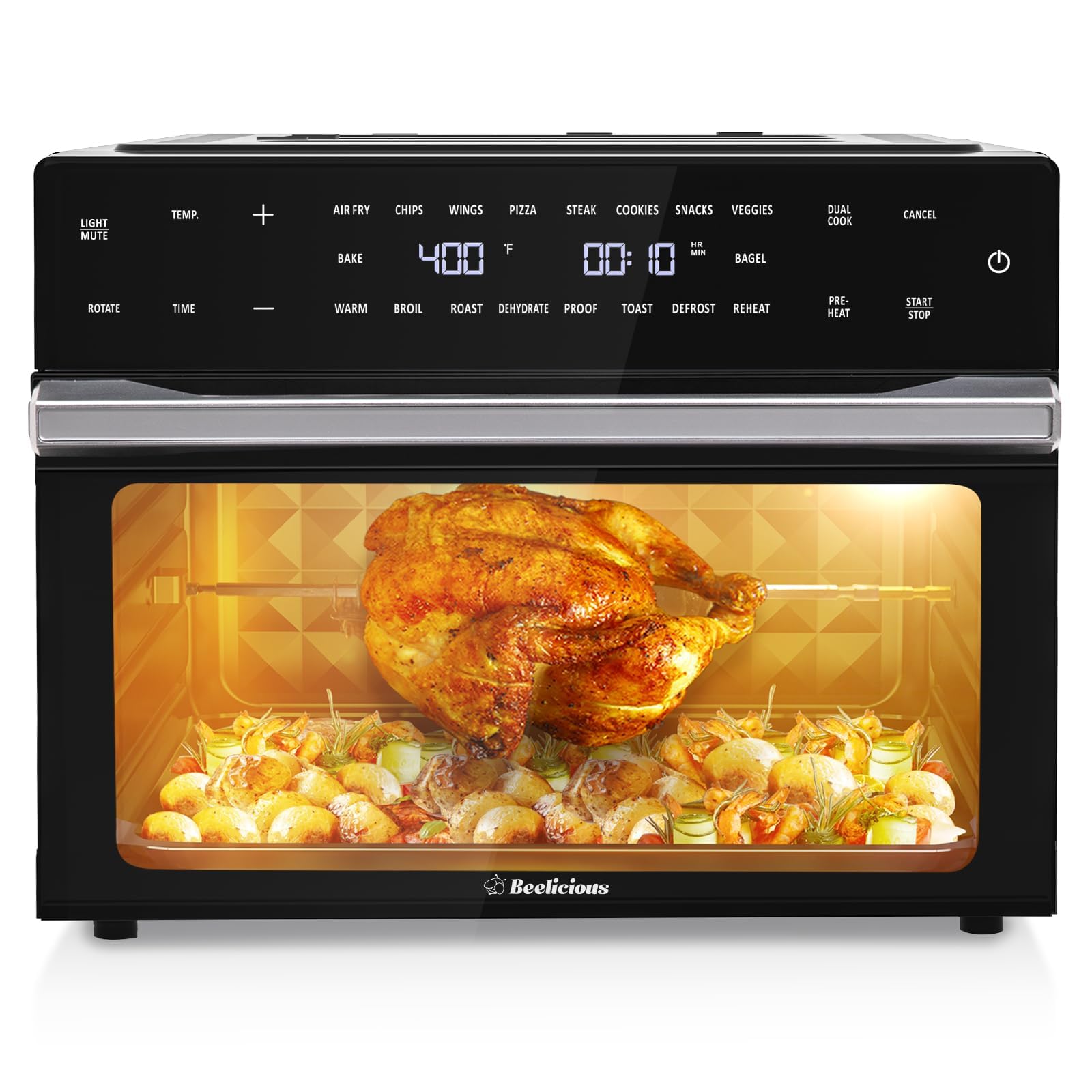 32QT Extra Large Air Fryer Toaster Oven Combo - 19-in-1 Digital Convection Countertop Oven with Rotisserie & Dehydrator, 1800W, Fits 13