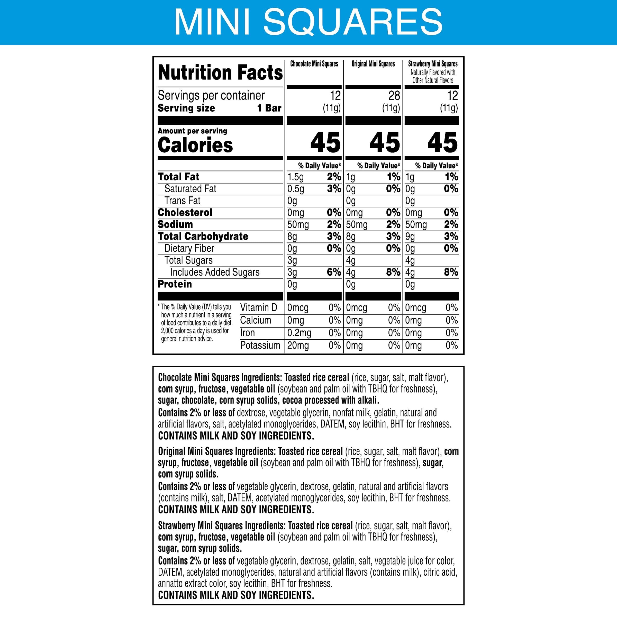 Kellogg's Rice Krispies Treats Mini Crispy Marshmallow Squares - Variety Pack (52 Bars, 20.1oz) - Kids Lunch Box Snacks, After School Treats & Party Favors - Perfect for School, Picnics and Birthday Parties