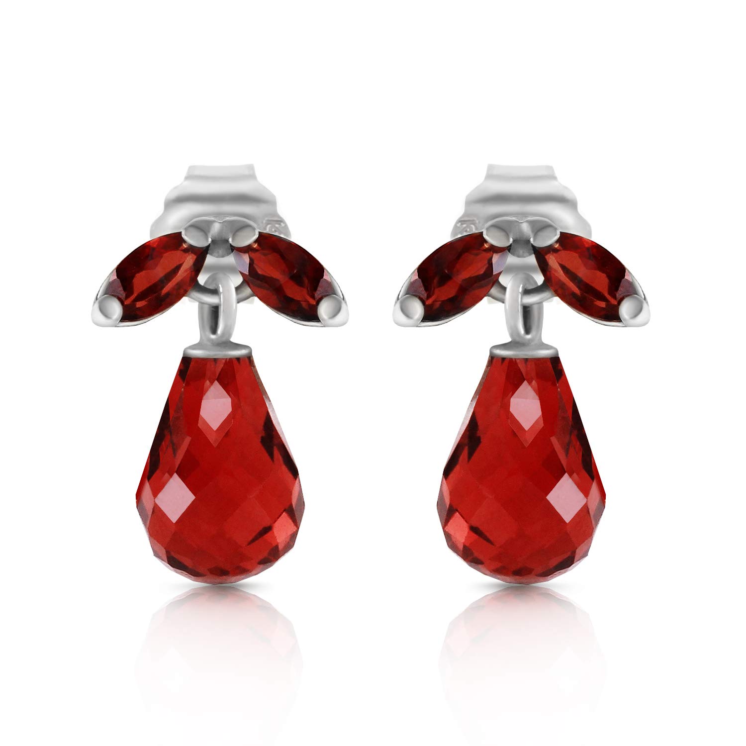 14K White Gold Garnet Stud Earrings for Women – GG Galaxy Gold Elegant Jewelry – Perfect for Gifts, Parties & Everyday Wear