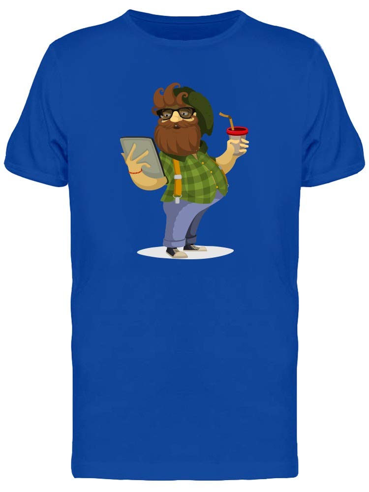 Bearded Hipster Man Cartoon T-Shirt for Men - Trendy Graphic Tee for Casual Wear & Street Style