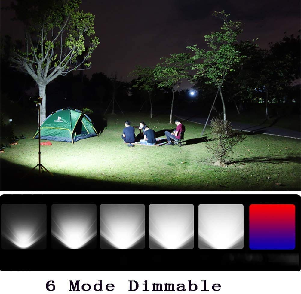 500W Rechargeable LED Flood Light with Tripod Stand - IP65 Waterproof Work Light for Outdoor Security, Emergency, Fishing, Camping & Hiking | Portable Spotlight for Construction, Backyard, Hunting and Nighttime Activities