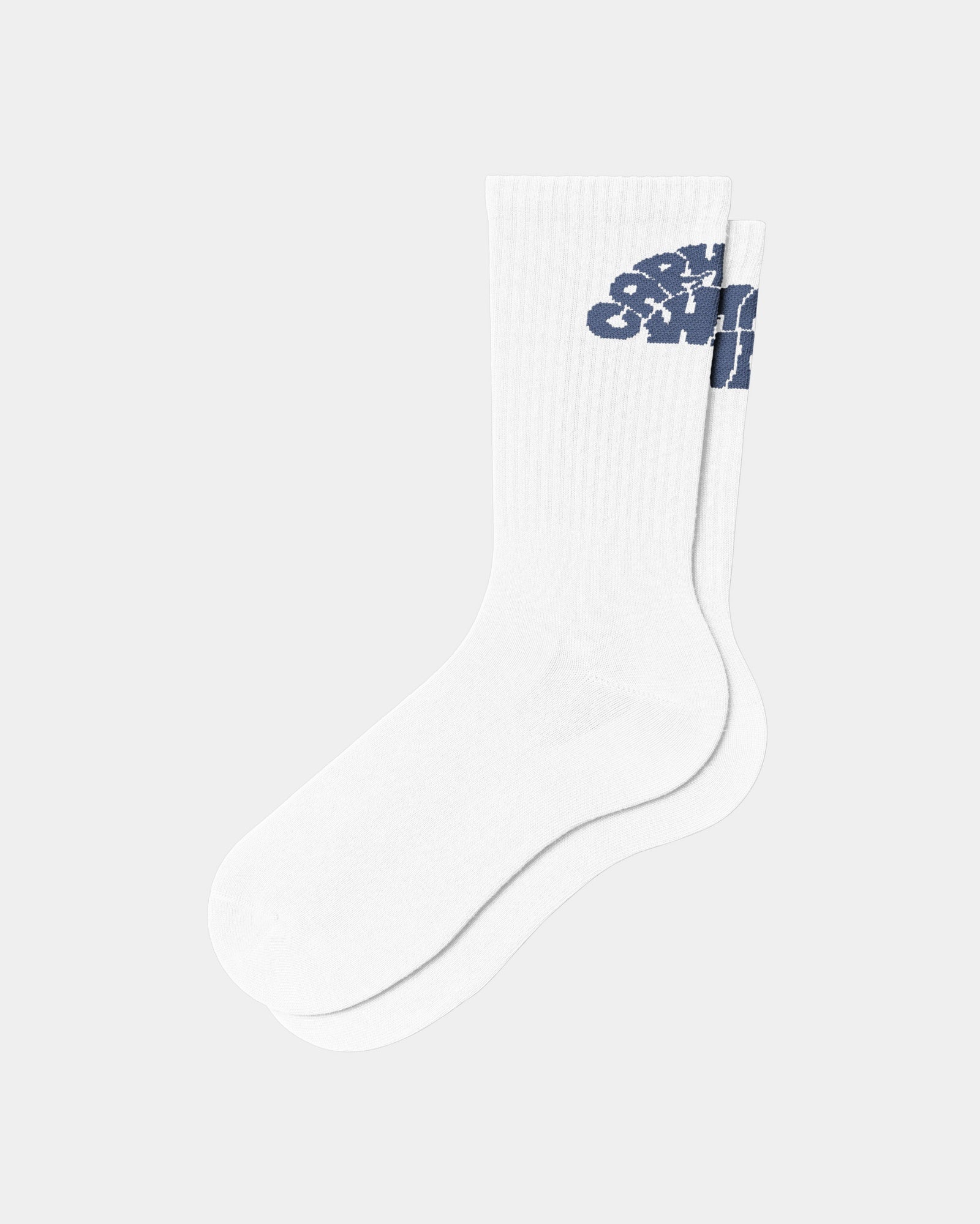 Women's Jazzy Socks - Soft Cotton Crew Socks in White & Blue Iris | Trendy Casual & Workout Socks for Everyday Comfort