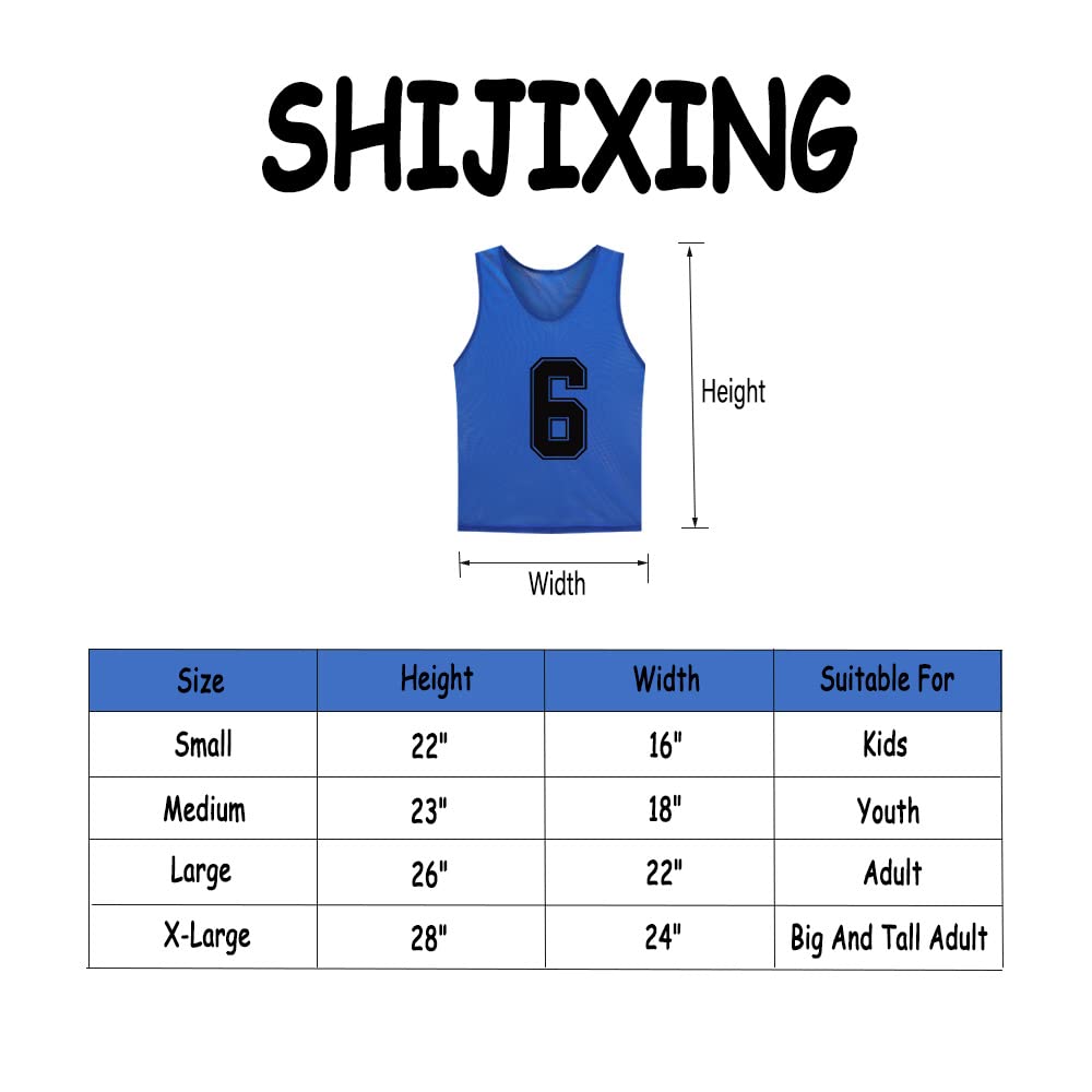 SHIJIXING 12-Pack Numbered Pinnies (1-12) - Soccer Training Bibs & Basketball Jerseys for Kids, Youth & Adults - Perfect for Team Sports, Practice Sessions & School PE Classes