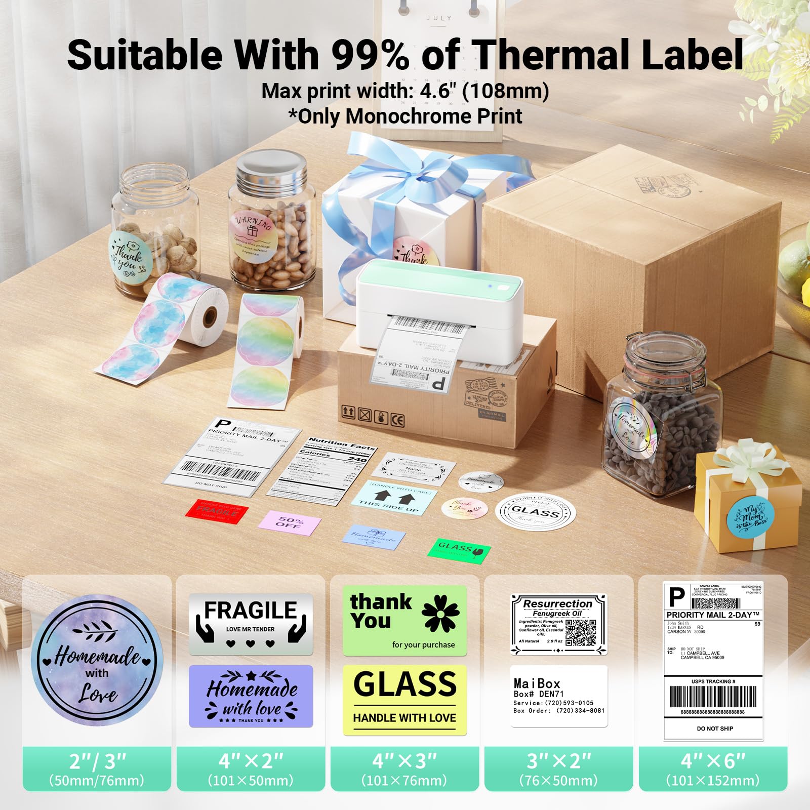 Itari 4x6 Wireless Bluetooth Shipping Label Printer - Compatible with Etsy, Shopify, eBay, UPS, DHL - Perfect for Home Business, E-commerce Sellers & Small Business Shipping Needs