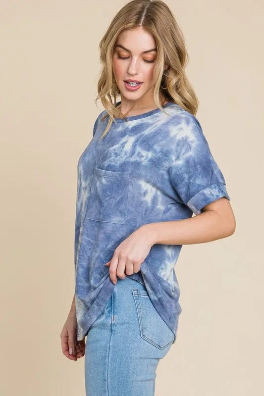 BOMBOM Women's Tie Dye Round Neck Short Sleeve T-Shirt | Soft Cotton Casual Tee for Summer | Perfect for Beach, Music Festivals & Everyday Wear