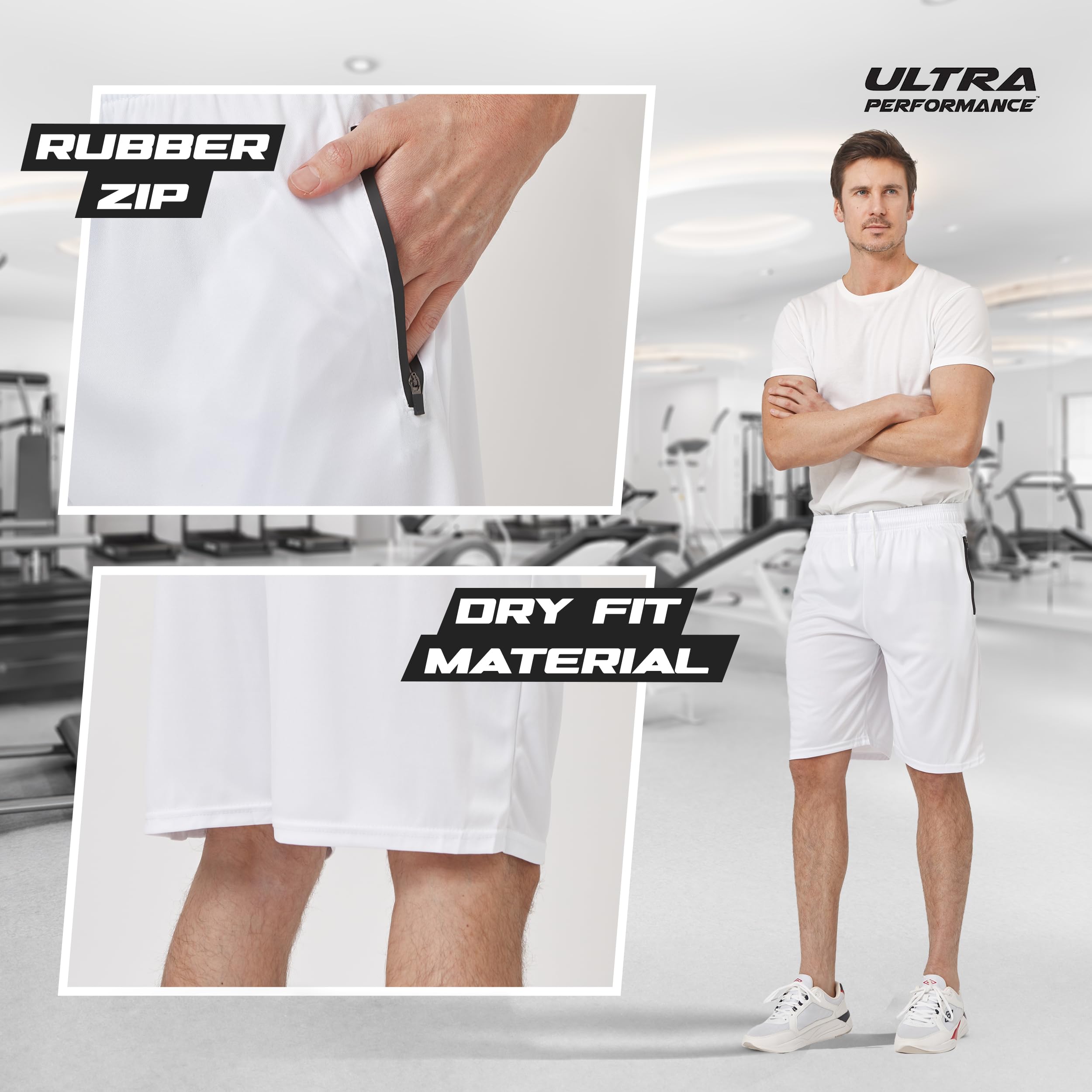 Ultra Performance Men's 5-Pack Athletic Running Shorts - Breathable Gym Workout Shorts with Zippered Pockets for Basketball, Jogging & Training | Perfect for Sports, Fitness & Casual Wear