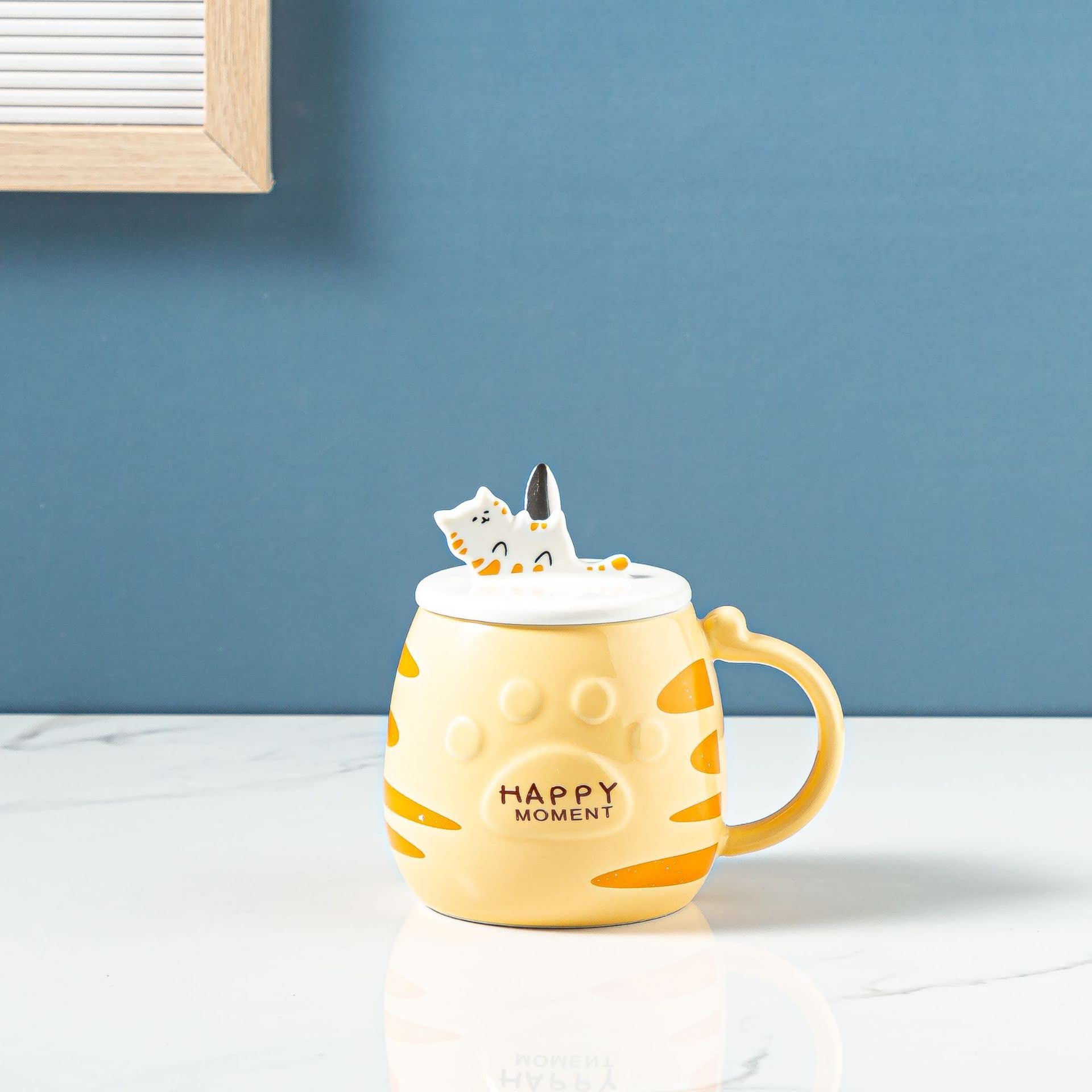 Floette Cute Cat Ceramic Coffee Mug - 12oz Novelty Cat Lover Gift with Handle, Perfect for Tea, Hot Chocolate & Office Use (A17)