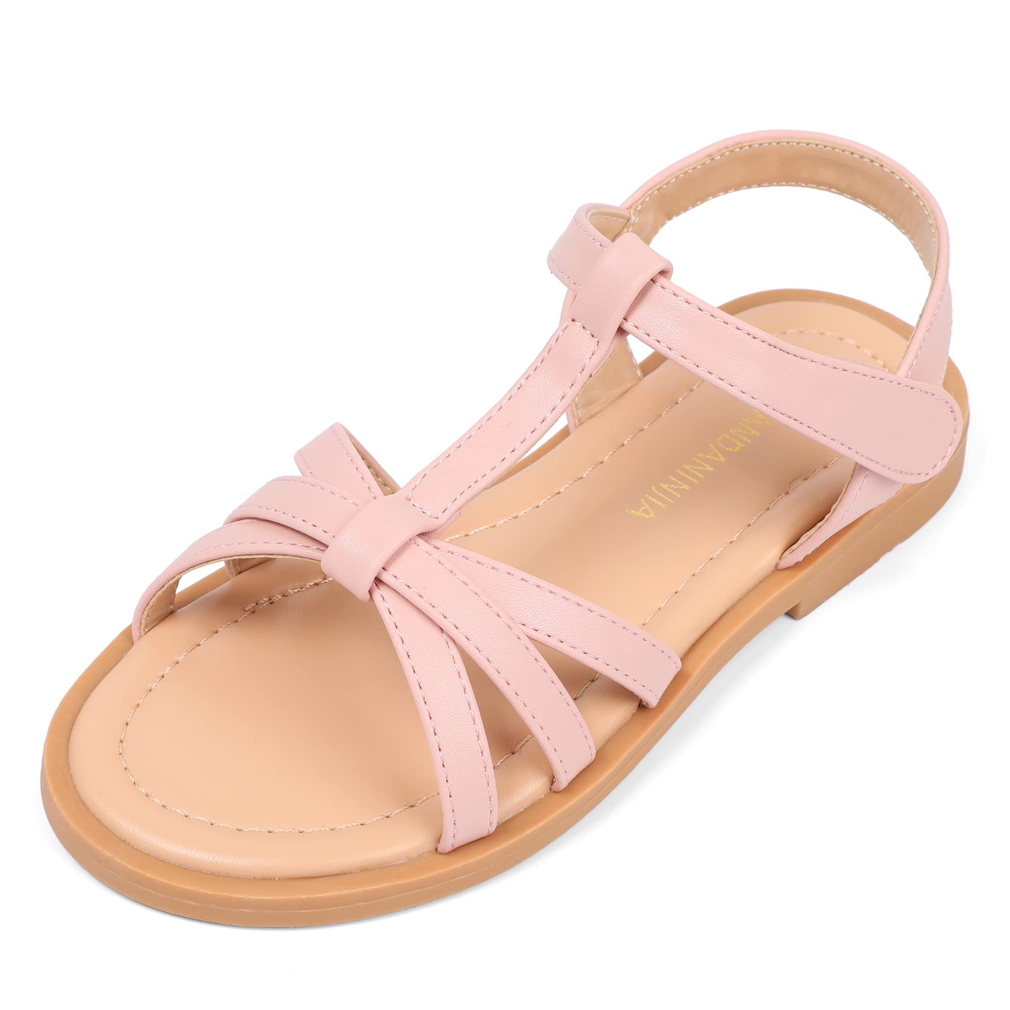 **PANDANINJIA Girls' Glitter Sandals - Open Toe Summer Flats for Toddlers & Kids - Perfect for Beach, Party & Dressy Occasions**