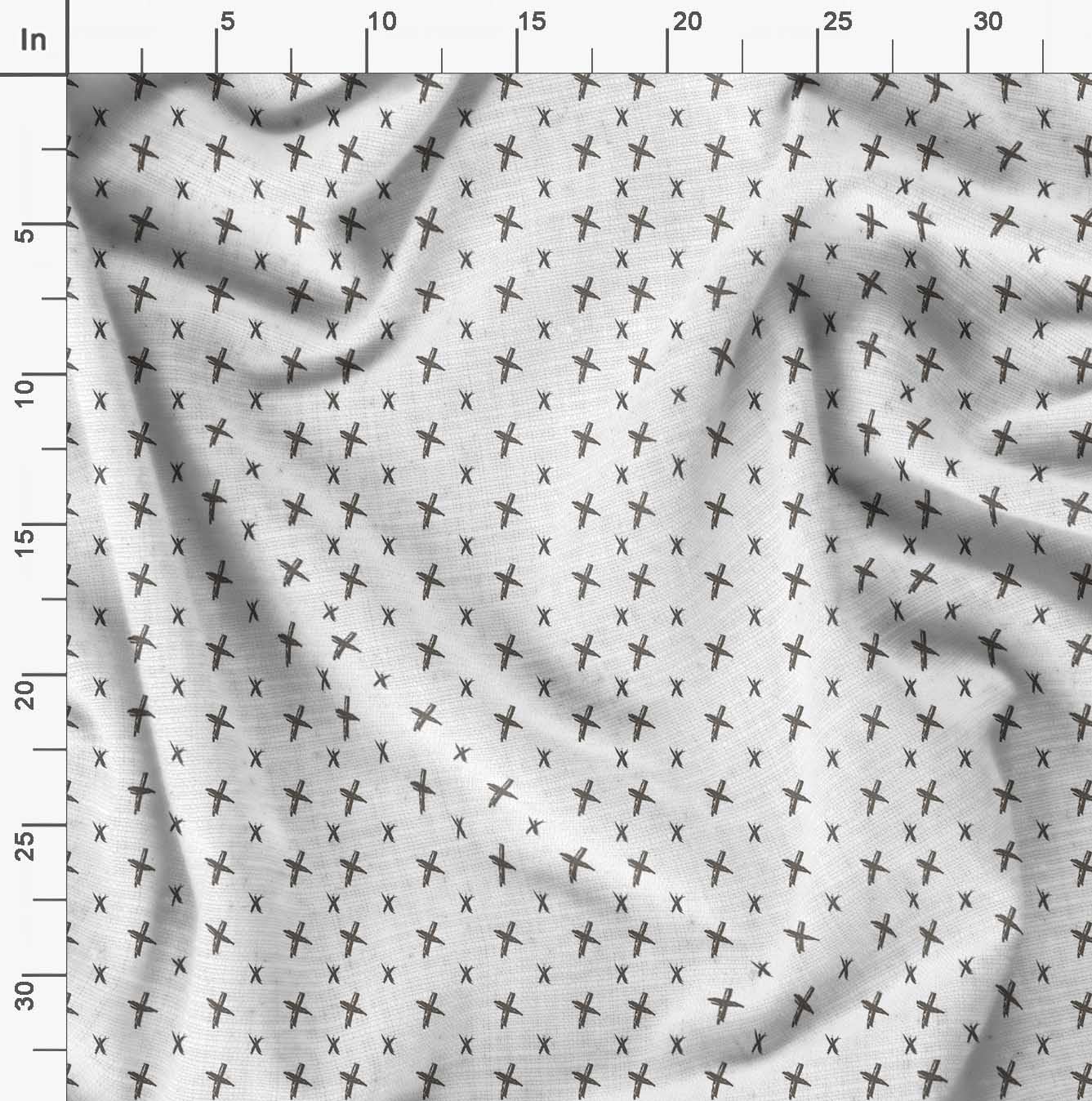 Soimoi Moss Georgette White Fabric by The Yard - 42 Inch Wide Cross Geometric Printed Textile for Fashion Dresses, Curtains & Home Decor | Lightweight Flowy Material for DIY Sewing Projects & Bohemian Style Decorations
