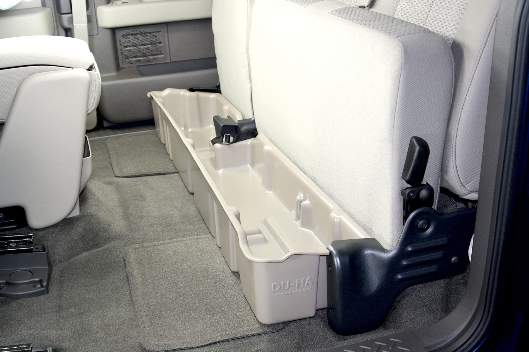 DU-HA Under Seat Storage Organizer for 2009-2014 Ford F150 SuperCab - Heavy Duty Backseat Gun Case, Tool Box & Truck Accessories | Low Profile Design with 2-Piece Gun Rack Dividers | Perfect for Hunting Gear, Work Tools & Vehicle Organization (Model 20071)