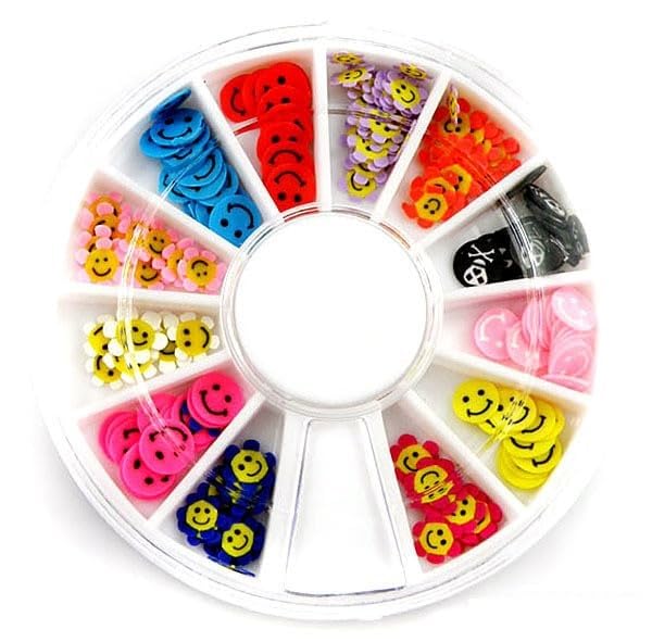 KMSRV Smiley Face Nail Art Slices - DIY Nail Decoration for Manicure, Crafting & Nail Art Designs | Cute Smiley Emoji Nail Accessories for Party, Salon & Home Decor