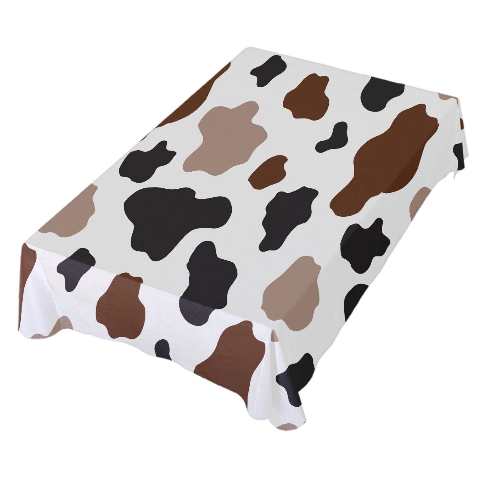ALAZA White Cow Print Black Brown Spot Tablecloth 60 x 108 Inch - Wrinkle Resistant Rectangular Table Cover for Dining, Kitchen, Parties & Farmhouse Decor (Perfect for Farmhouse Weddings, Country Themed Events & Rustic Home Decor)
