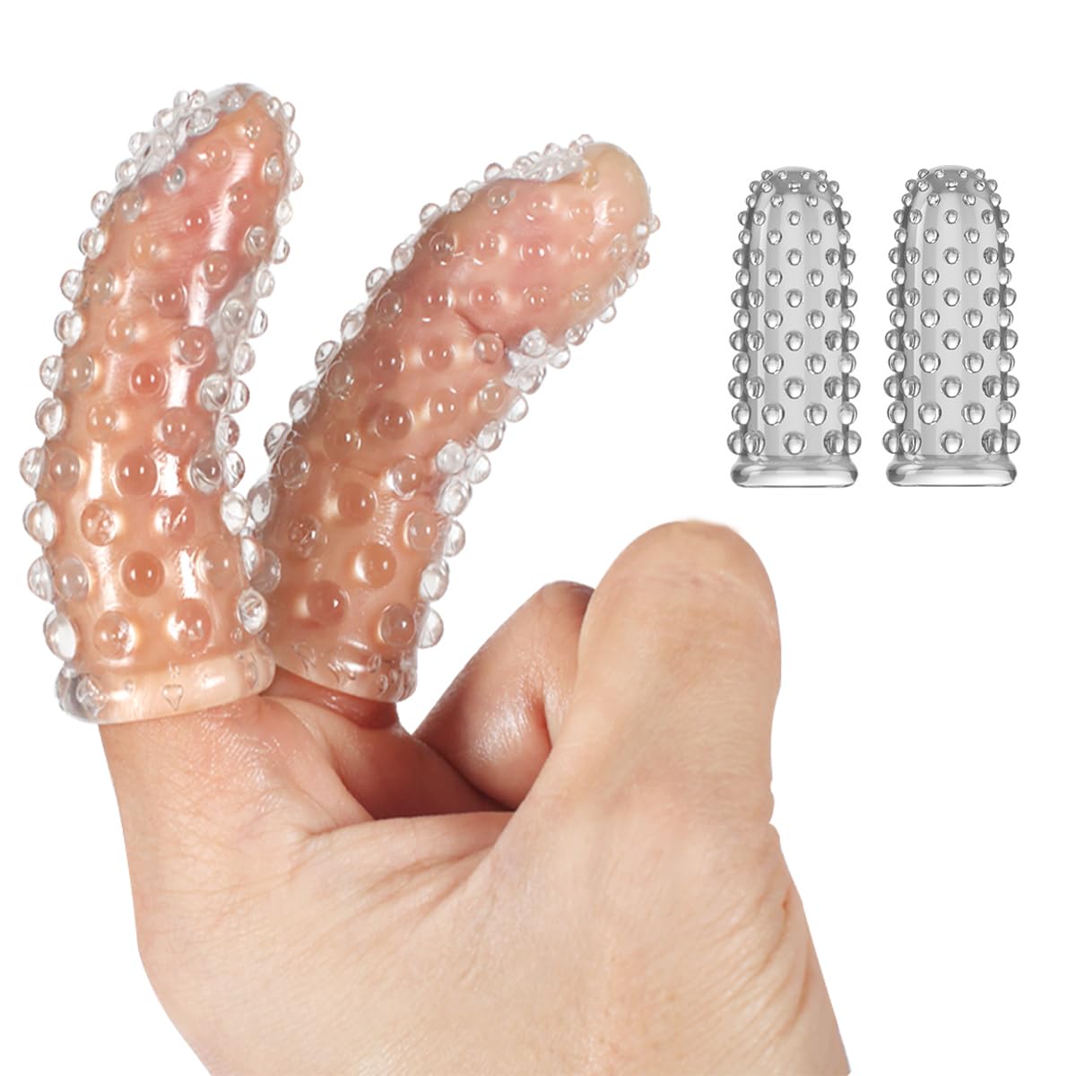2pcs Finger Condoms - Adult Finger Sleeves Vibrator Accessories for G-Spot, Clitoral & Anal Stimulation | Waterproof & Reusable Masturbation Sleeves | Sex Toys for Women, Men & Couples | Perfect for Solo Play, Foreplay & Oral Sex