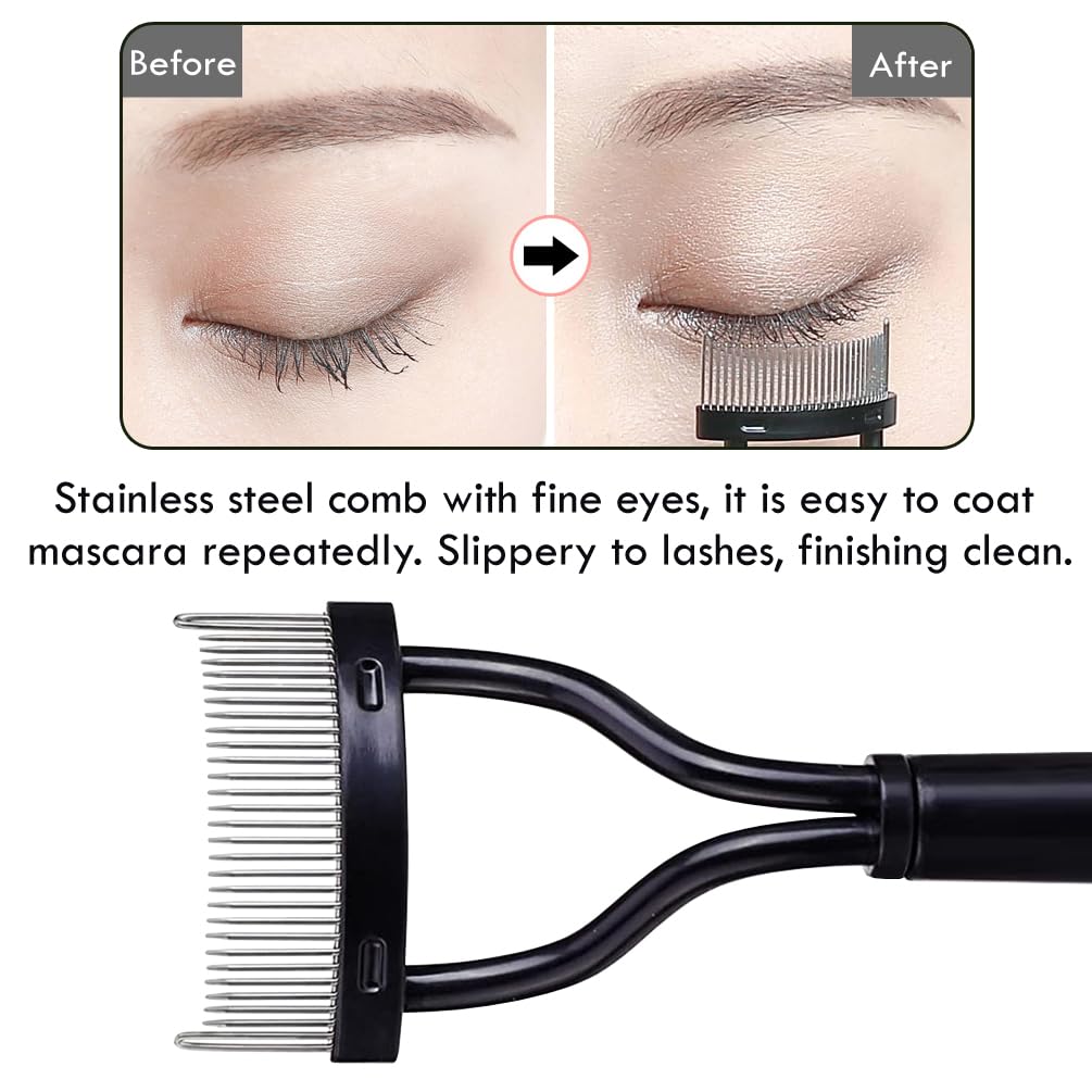 KINGMAS Eyelash Comb & Separator - Arc Designed Mascara Applicator with Cover for Clump-Free Lashes | Perfect for Professional Makeup & Daily Use