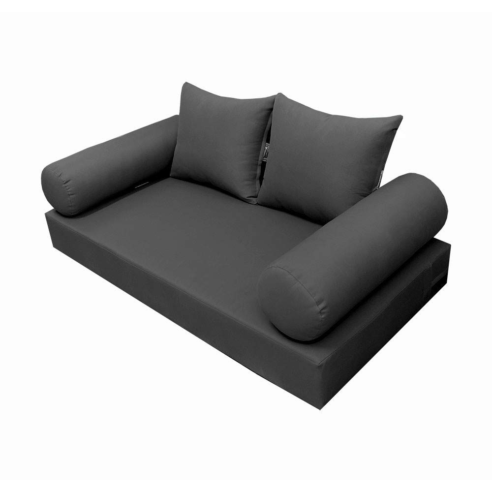 Prolinemax Outdoor Style 4 Full Knife Edge Daybed Mattress Bolster Pillow Fitted Cover - Waterproof & Durable Bedding for Patio, Poolside, and Sunroom Use
