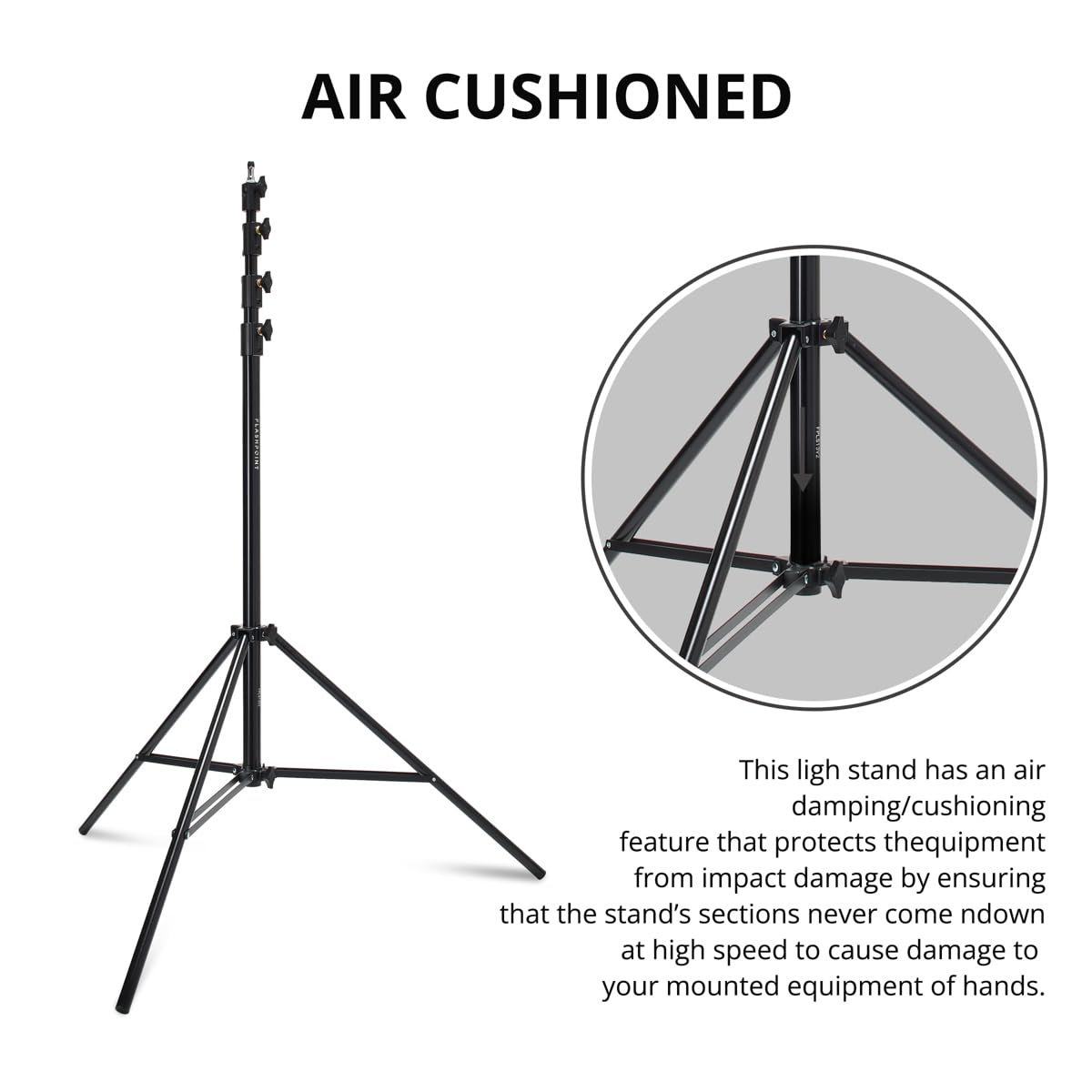 Flashpoint 13' Pro Air-Cushioned Heavy-Duty Light Stand V2 (2-Pack) - Professional Photography & Video Studio Equipment for Lighting, Backdrops & Outdoor Shoots