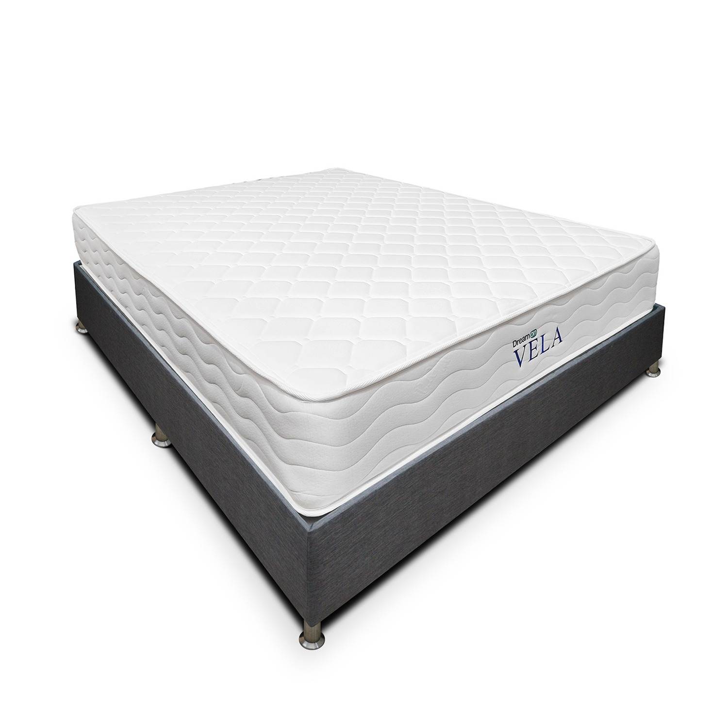 DreamOn Vela Simple Gray 100cm Rectangular Bed Base and Mattress Combo with Pillow - Perfect for Kids' Rooms, Guest Beds & Small Apartments