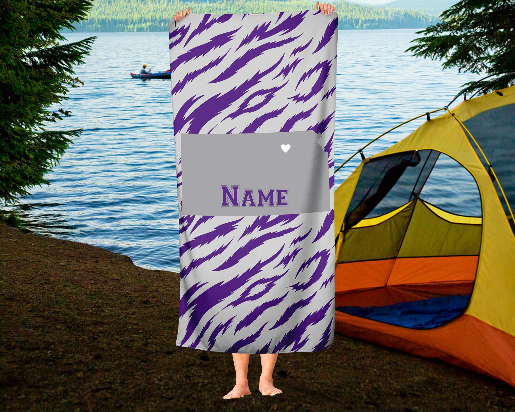 Custom Kansas State Pride Beach & Bath Towel - Personalized Medium & Large Towels for Adults & Kids - Perfect for College Football, Basketball Games & Beach Vacations