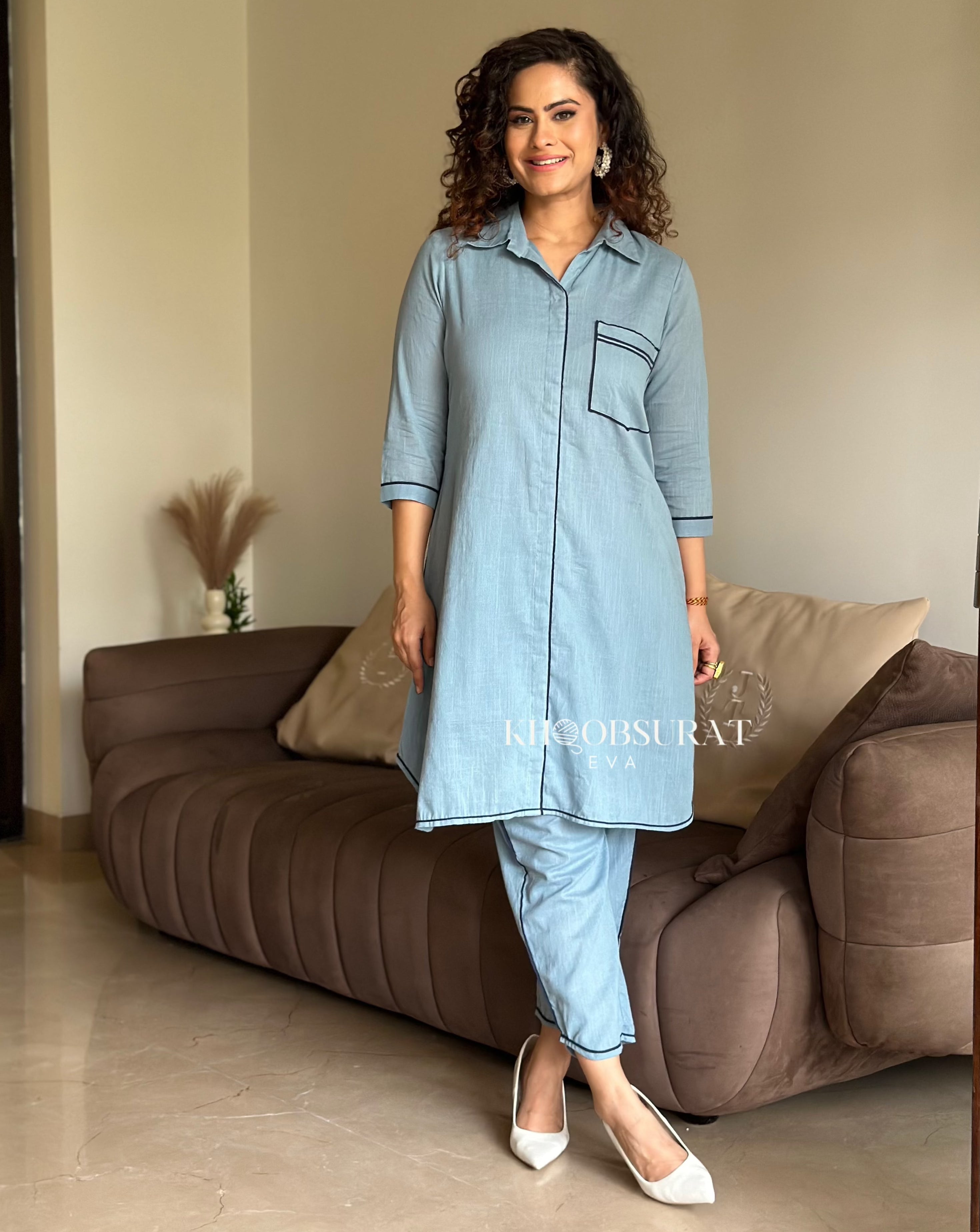 Stylish Blue Matching Outfit Set for Women | Trendy Two-Piece Coord | Perfect for Casual Wear, Beach Outings & Summer Fashion