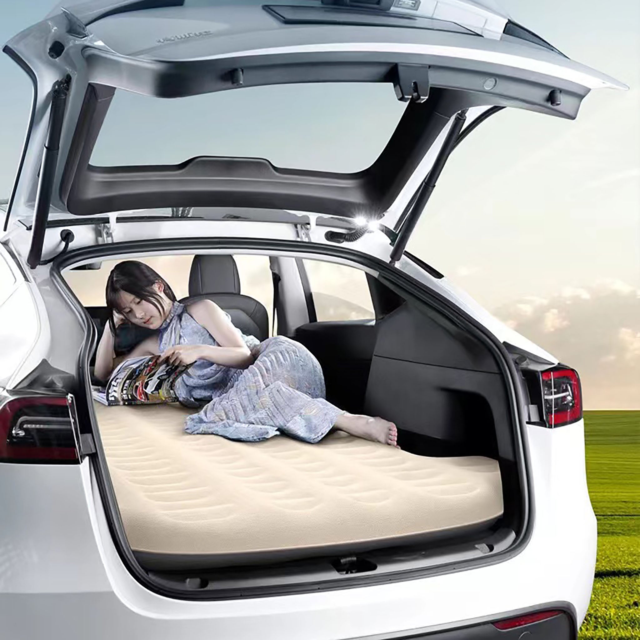 Tesla Model Y Custom Fit Air Mattress for Camping & Road Trips (2020-2025) - Comfortable Inflatable Bed for Car Camping, Travel & Outdoor Adventures