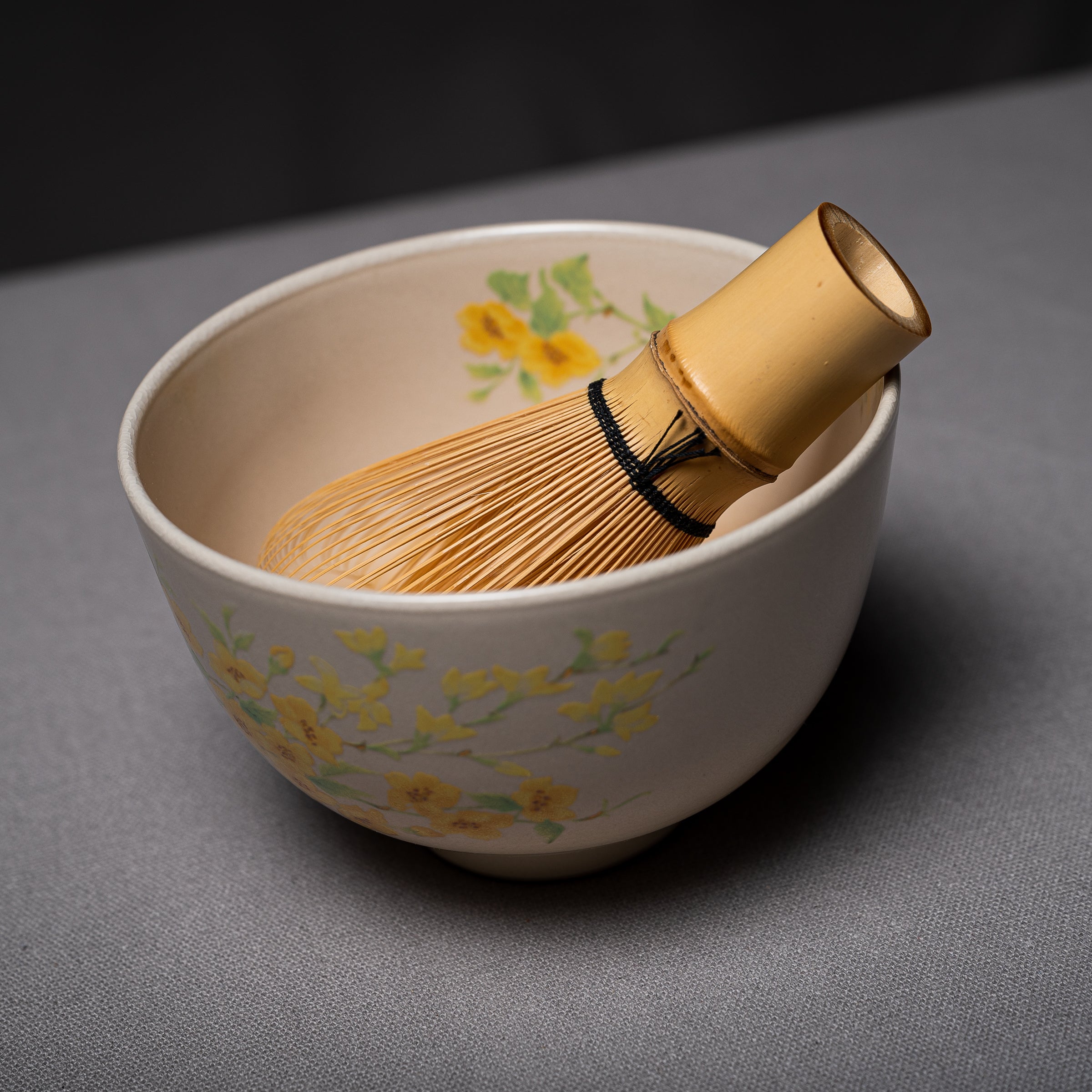 Premium Matcha Bowl Set - Traditional Japanese Ceramic Tea Cup for Whisking & Serving - Perfect for Tea Ceremonies, Home Use & Gifts - Mimosa Design