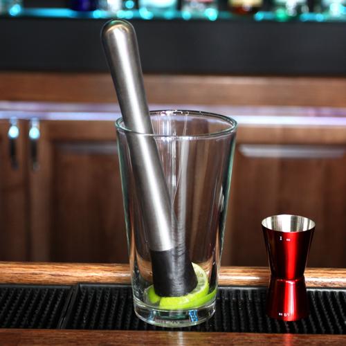 BarConic® 8-Inch Stainless Steel Cocktail Muddler with Black Tenderized Head - Premium Bar Tool for Mojitos, Old Fashioned & Mixing Drinks at Home Bars or Professional Use