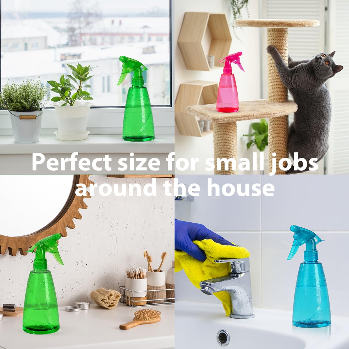 3-Pack 16oz Spray Bottles - Mist & Stream Nozzle - Leak Proof Plastic Water Sprayer for Hair Care, Essential Oils, Plant Misting, Cleaning Solutions, BBQ Grilling & Pet Training - Perfect for Home, Salon & Garden Use