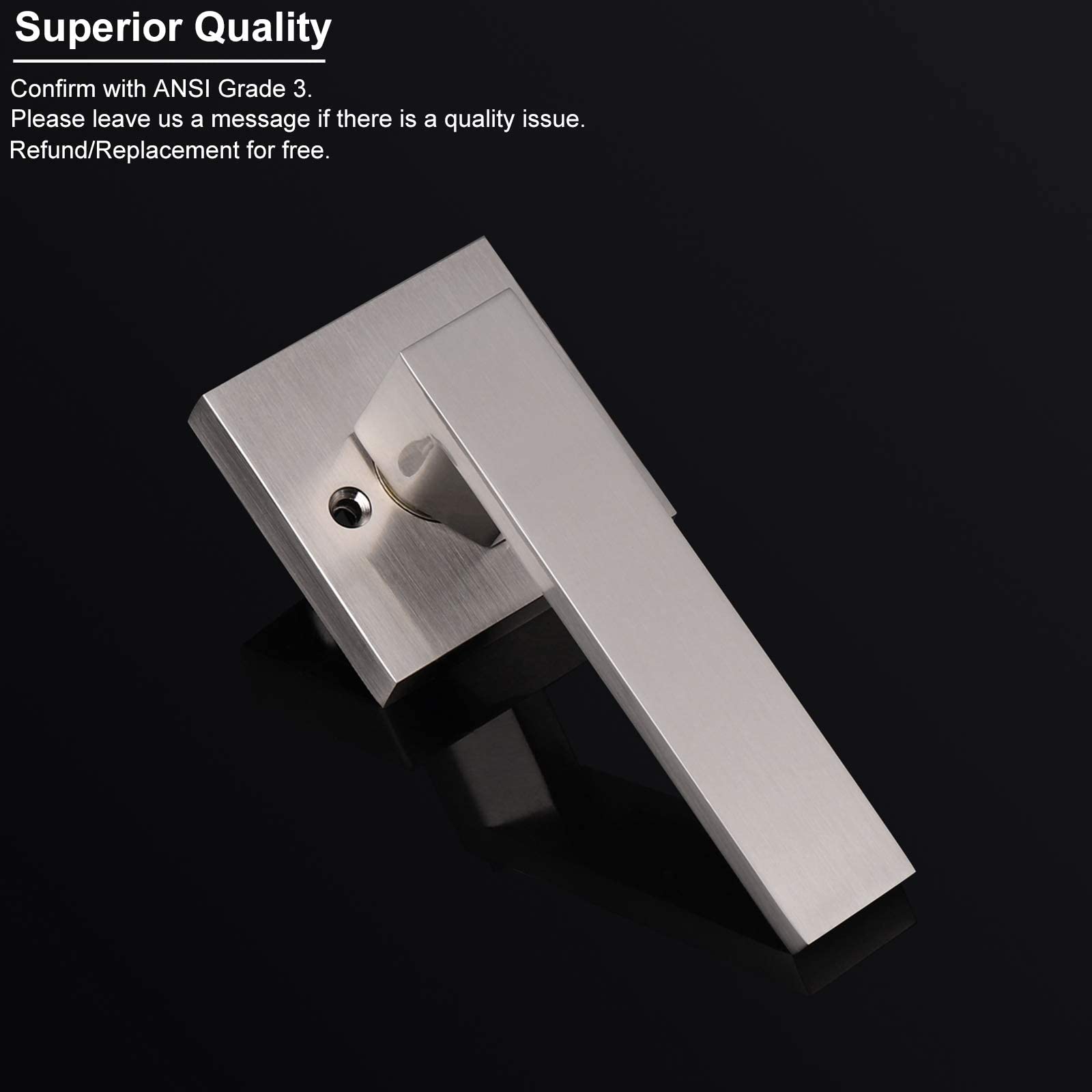 9 Pack Satin Nickel Dummy Door Handles - Square Interior Door Levers for Hallway & Closet - Single Sided with Exposed Screws - Perfect for Bedrooms, Bathrooms & Office Doors