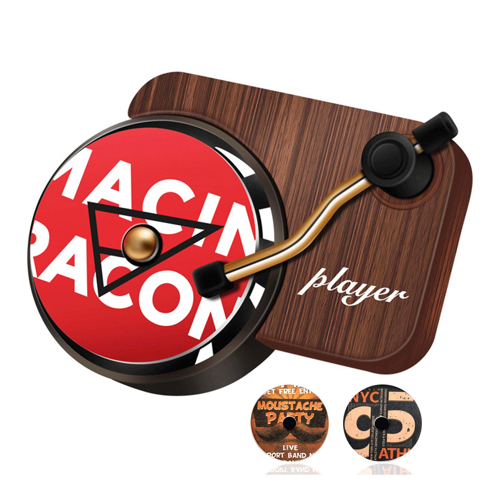 Car Air Freshener Diffuser - Aromatherapy Vent Clip with 3 Refill Pads, Unique Record Player Design for Car Vent Outlet | Perfect for Long Drives & Office Commutes