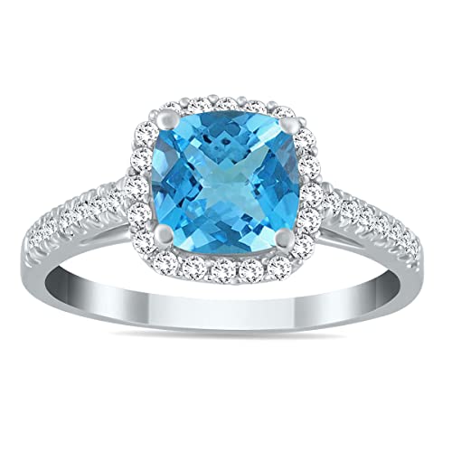 10k White Gold Blue Topaz