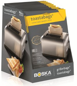 Boska Toastabags Reusable Toaster Bags for Grilled Cheese, Sandwiches & More - Set of 2, Brown - Perfect for Quick Breakfasts, Office Lunches & Camping Meals