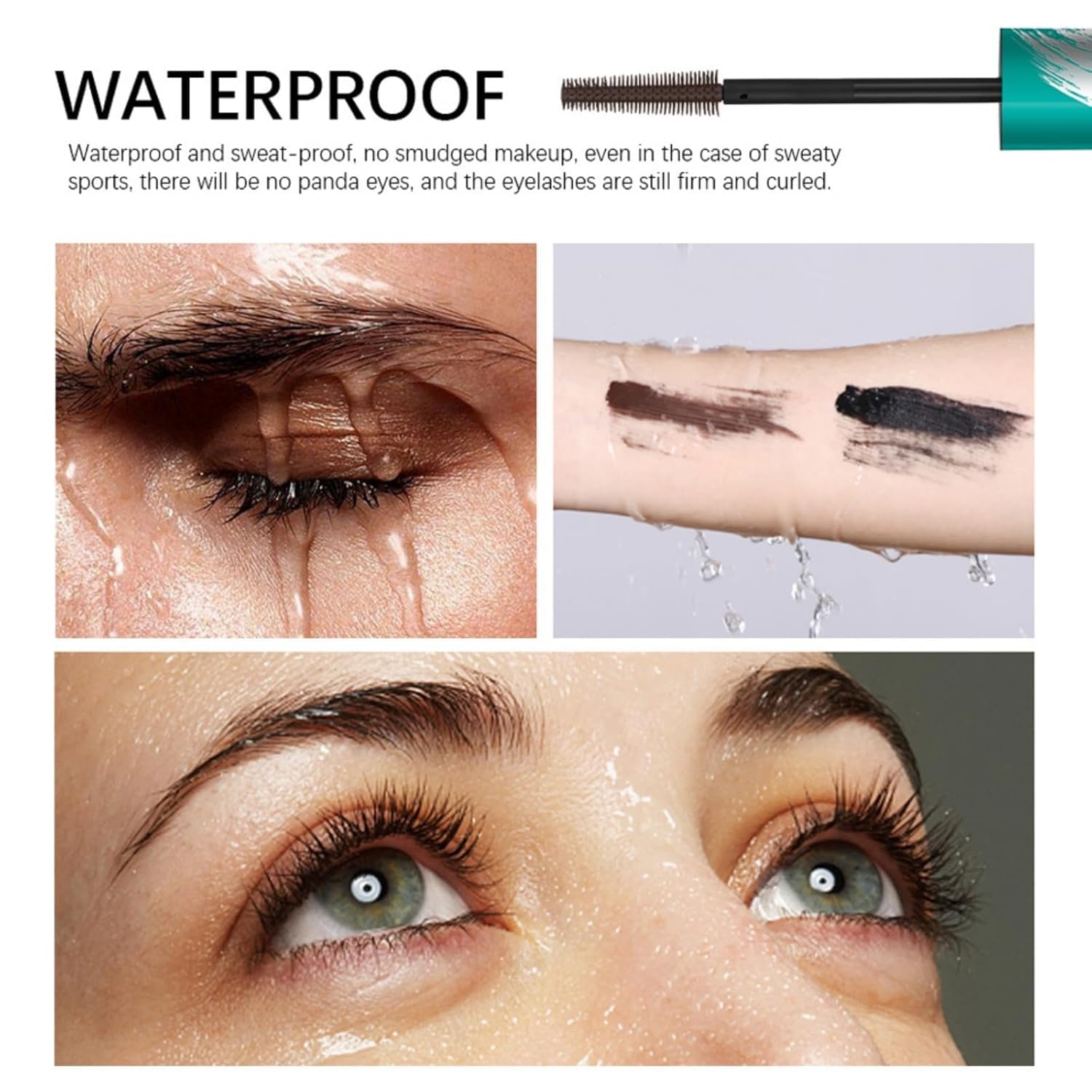 Waterproof Brown Mascara for Long-Lasting Lash Extensions - Natural Lengthening & Thickening, Smudge-Proof & Sweat Resistant (10.7g/0.38oz) - Perfect for Daily Wear, Special Occasions & Active Lifestyles