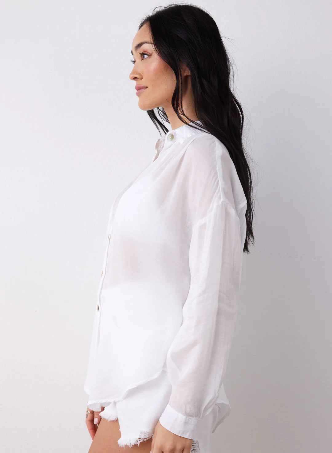 Flowy White Beach Shirt for Women - Lightweight Cover Up for Summer Vacations, Poolside Lounging & Tropical Getaways