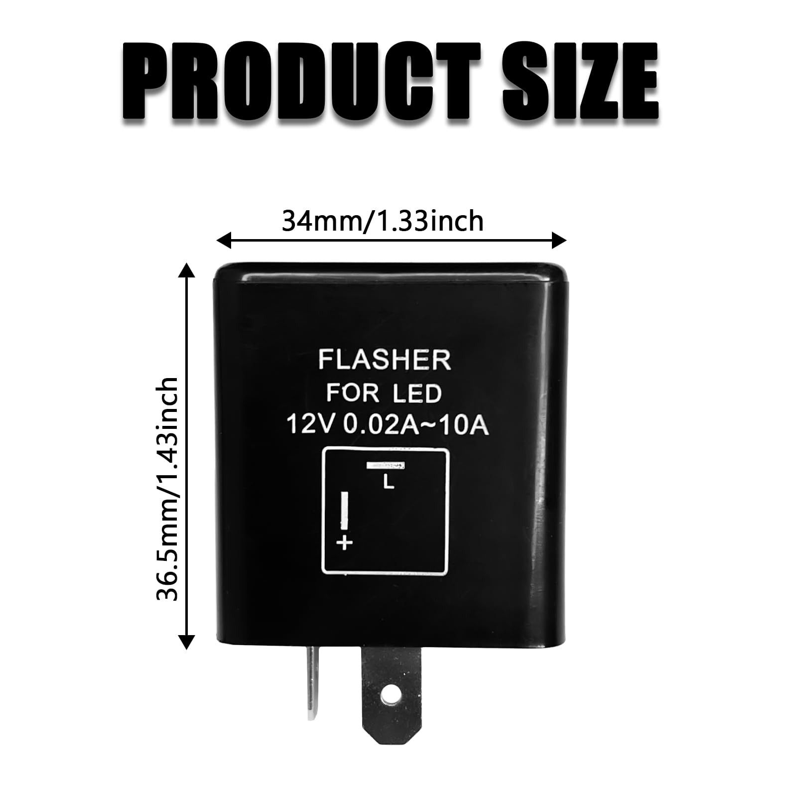 2 Pin 12V LED Flasher Relay - Universal Motorcycle & Scooter Turn Signal Blinker for LED Lights - Waterproof, Fast Hyper Flash, Automotive Replacement - Perfect for Custom Bike Upgrades & Night Riding Safety