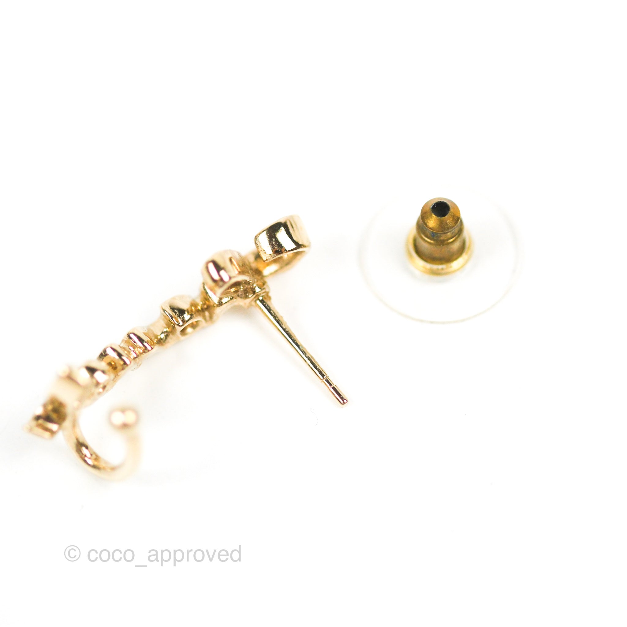 Chanel CC Coco Crystal Earrings & Ear Cuff Set - Gold Tone Fashion Jewelry 22P Collection | Perfect for Parties, Weddings & Evening Events