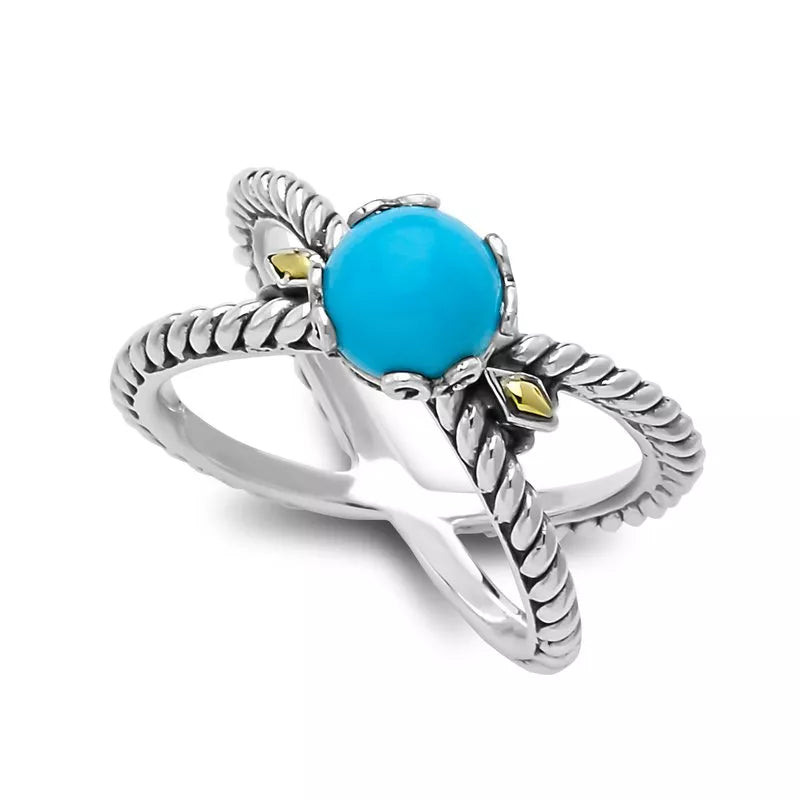 Glow X Ring - Turquoise Blue Adjustable Fashion Jewelry for Women - Perfect for Parties, Weddings & Everyday Wear