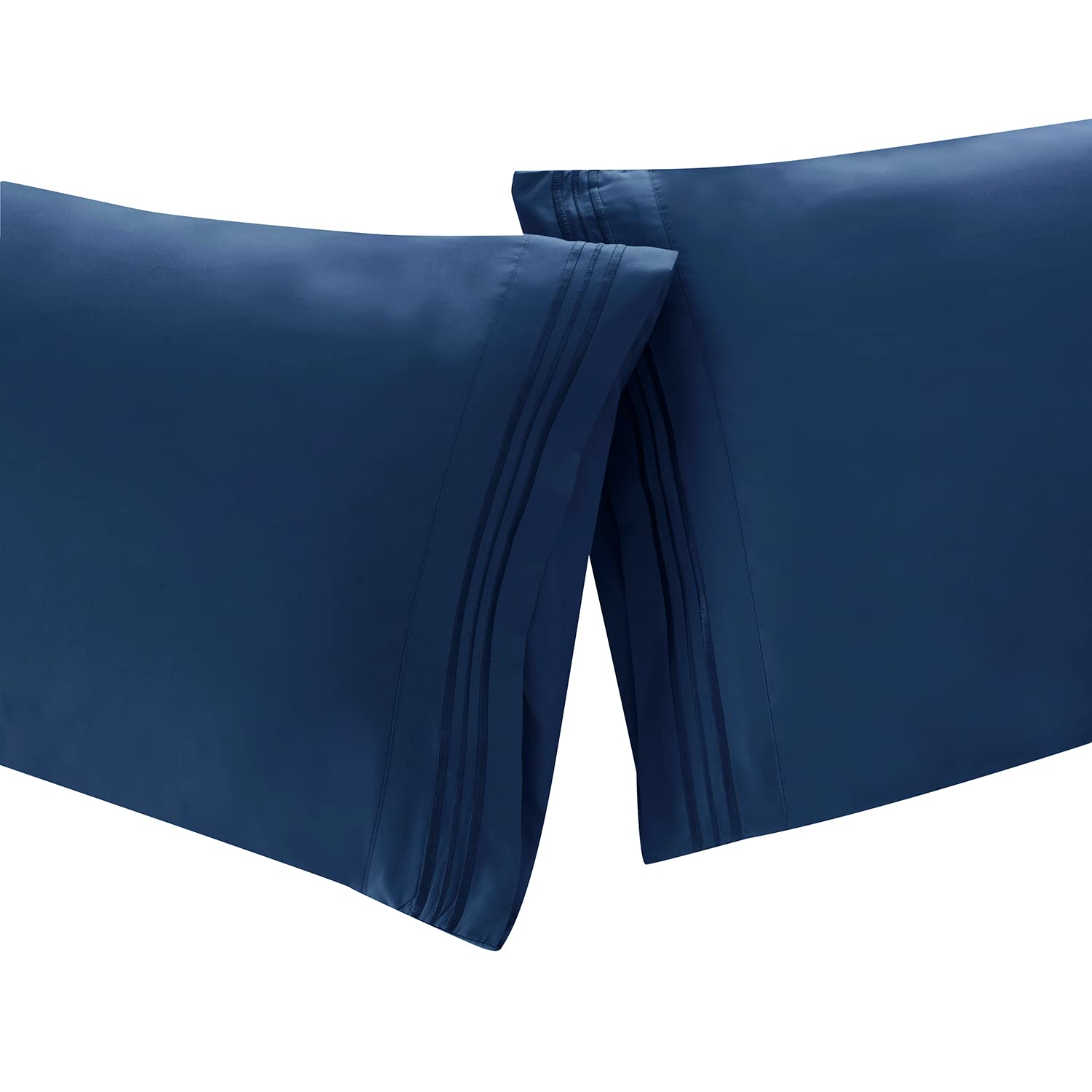 Ultra Soft Clara Clark Standard & Queen Size Pillow Cases Set of 2 - Lightweight Microfiber Pillow Covers with Envelope Closure in Navy Blue - Perfect for Bedroom, Guest Room & Hotel Use
