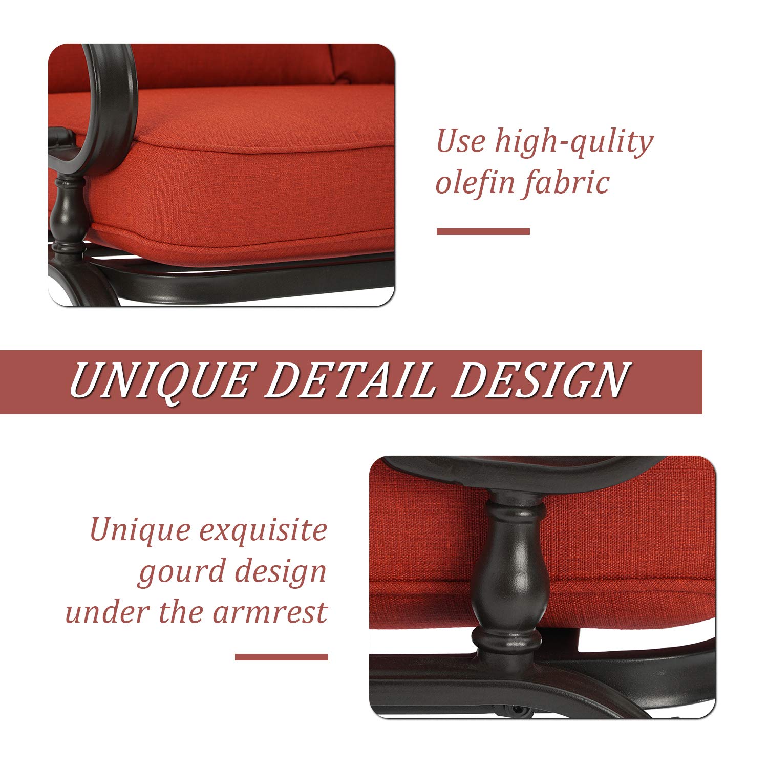 2-Piece Outdoor Patio Loveseat Set with Coffee Table - Wrought Iron Garden Bench with Red Cushion for Backyard, Porch, Balcony | Perfect for Relaxing, Entertaining & Outdoor Dining